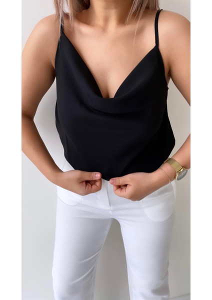 Ayarlanabilir Askılı Döküm Bluz Siyah indirimleri