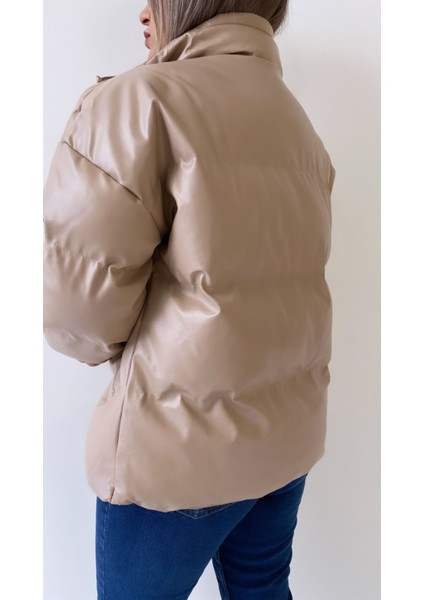 Şişme Geniş Yaka Deri Mont Vizon indirimleri