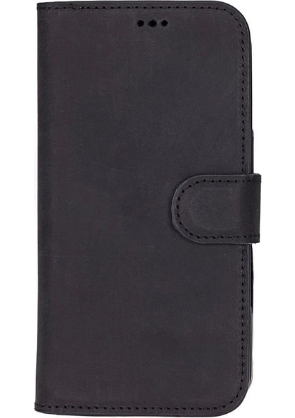 Apple iPhone 16 Pro Uyumlu, Hakiki Deri, El Yapımı, Cüzdanlı Kılıf, Mat Siyah modelleri