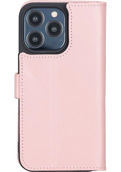 Apple iPhone 13 Pro Uyumlu Deri Cüzdanlı Kılıf Toz Pembe modelleri