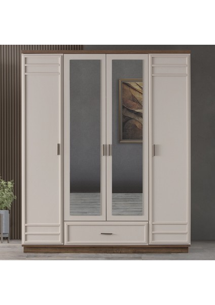 Dolap, Elora 4 Kapaklı Dolap, Çekmeceli - Aynalı Gardırop fiyatları
