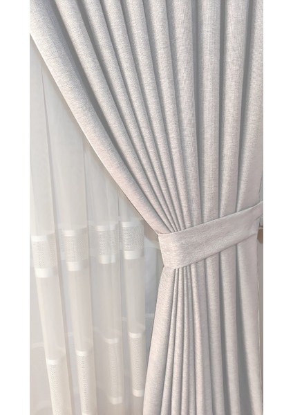 Keten Fon Perde 1/3 Sık Pileli Dikim Korniş Için Tek Kanat(30 Renk)