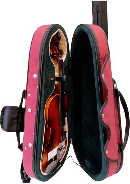 VLC44 4/4 Keman Çantası – Hafif ve Dayanıklı Özel Form Koruma Kılıfı (Bordo/siyah)