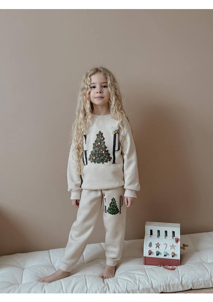 Kız Çocuk Yılbaşı Temalı 3 Iplik Eşofman Takımı modelleri
