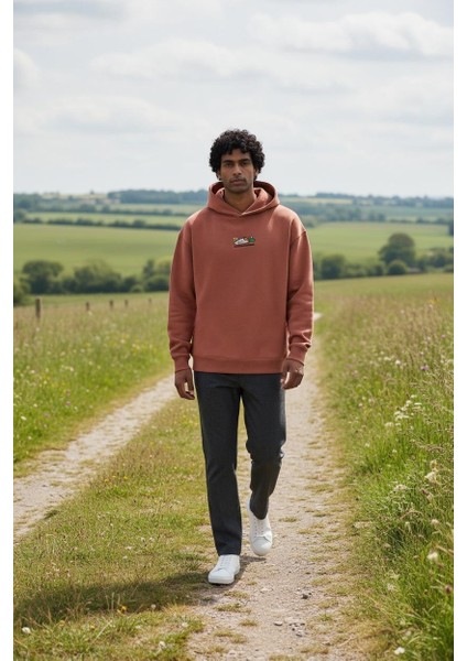 Unproductive Oversize Unisex Kapüşonlu Sweatshirt Şardonlu modelleri