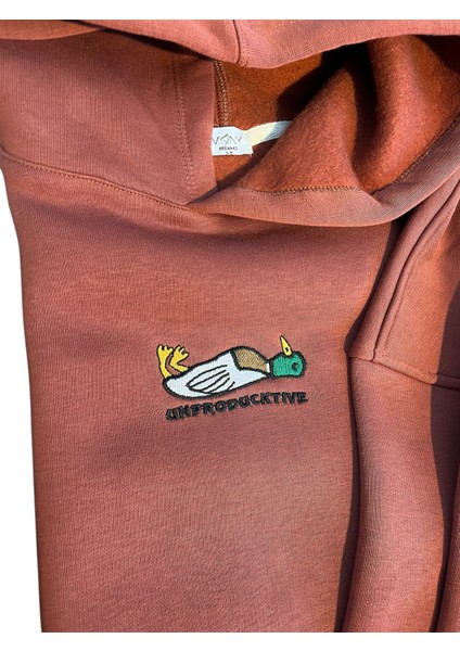 Unproductive Oversize Unisex Kapüşonlu Sweatshirt Şardonlu fırsatları