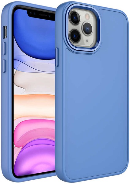 Apple iPhone 12 Pro Kılıf Metal Çerçeve ve Buton Tasarımlı Silikon Vlmt Luna Kapak-Lavendery Gray