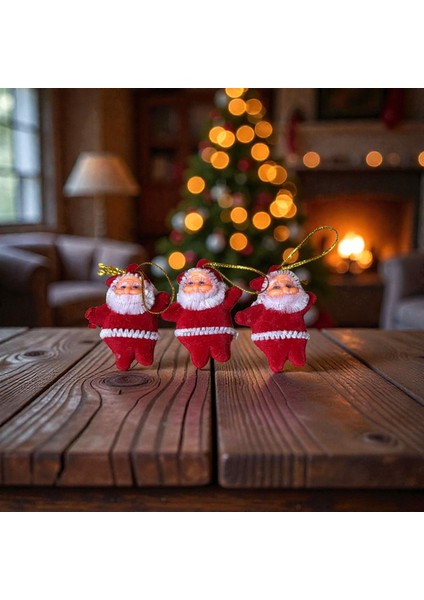 3lü Noel Baba Figürü Yılbaşı Ağacı Süsü 5 cm modelleri