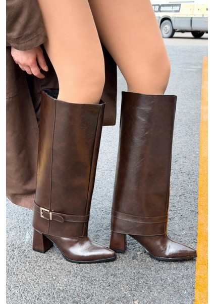 Lorimax Kadın Tak-Çıkar Bot-Çizme Acıkahve Parlak deri modelleri