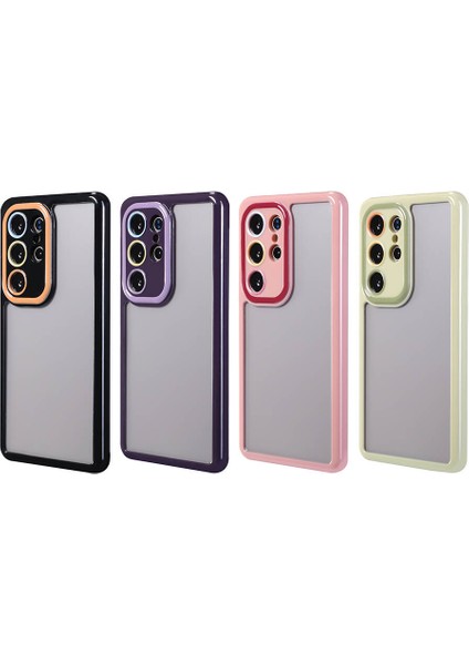 Galaxy S24 Ultra Kılıf Kamera Korumalı Renkli Kenar ve Çerçeve Tasarımlı Vlmt Vitamin Kapak-Yeşil fiyatları