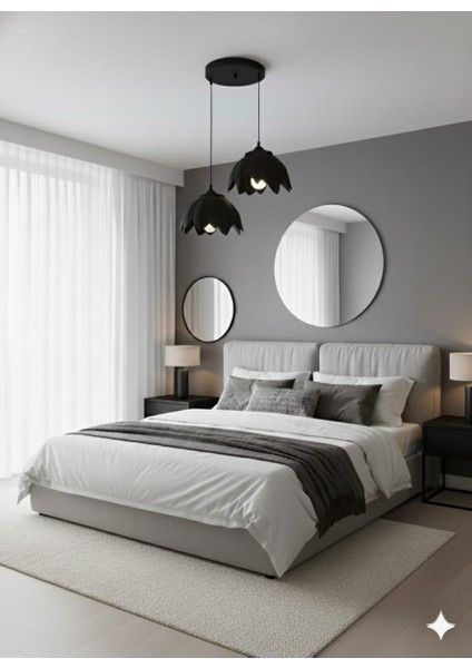 Lotus Görünümlü Modern ve Şık 2 Li Avize Siyah( Ampul Hediyeli)