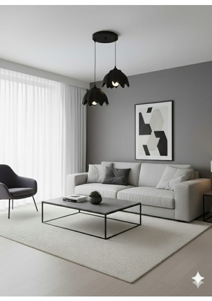 Lotus Görünümlü Modern ve Şık 2 Li Avize Siyah( Ampul Hediyeli) fiyatları