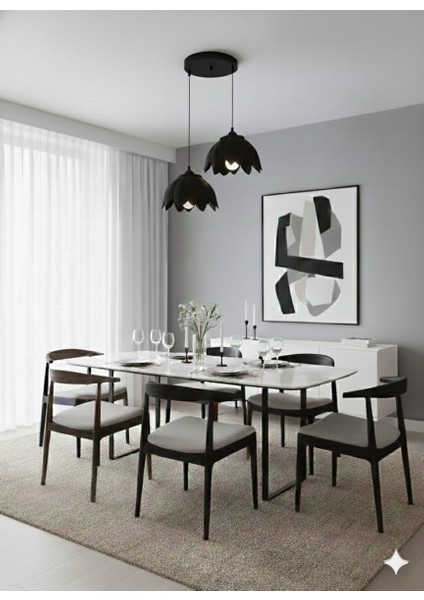 Lotus Görünümlü Modern ve Şık 2 Li Avize Siyah( Ampul Hediyeli) modelleri