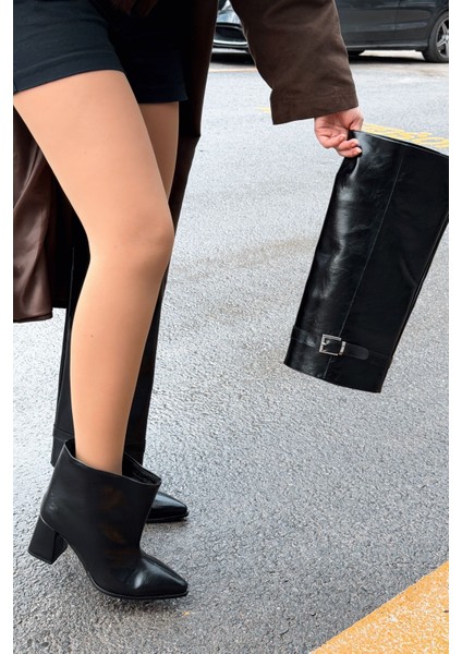 Lorimax Kadın Tak-Çıkar Bot-Çizme Siyah Parlak deri fiyatları