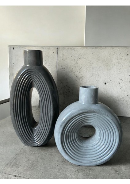 Füme & Gri Iskandinav Dekoratif Vazo Seti