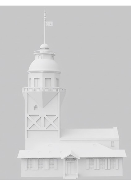 Istanbul Kız Kulesi 3D Baskı Maketi 15 cm – Beyaz Pla Malzeme Boyasız Dekoratif Biblo, Masaüstü Maket, Hediyelik Süs Eşyası Modeli