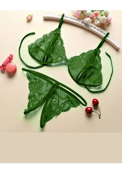 Kadın Yeşil Dantelli Sütyen Külot Takımı