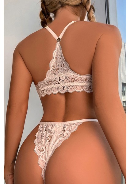 Kadın Beyaz Sırtı Dantel ve Ip Detaylı Şık Sütyen Külot Takımı fiyatları