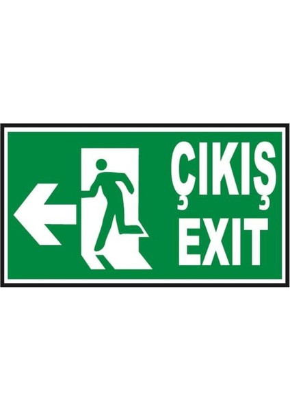 5 Adet Fosforlu Acil Çıkış-Exit Levhası - Fotolümenli - Sol Yön