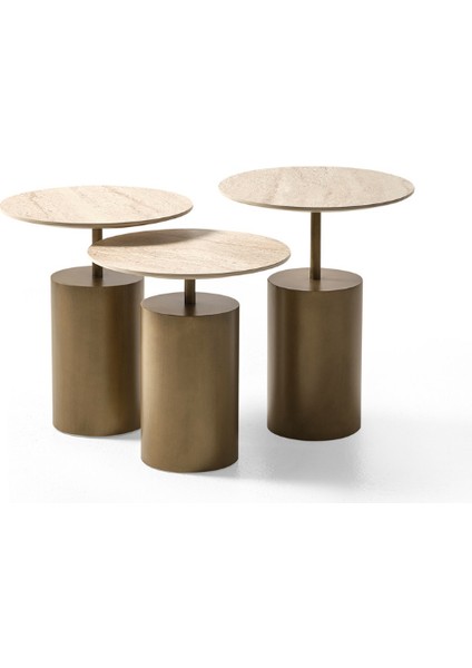 Toskana Zigon Sehpa Seti - Traverten fiyatları