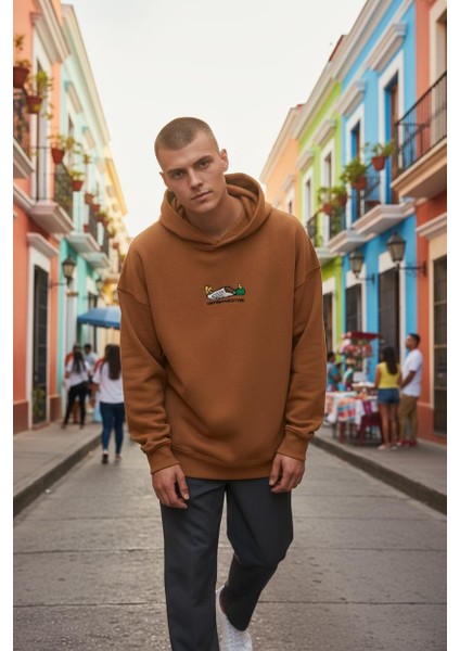 Unproductive Oversize Unisex Kapüşonlu Sweatshirt Şardonsuz modelleri