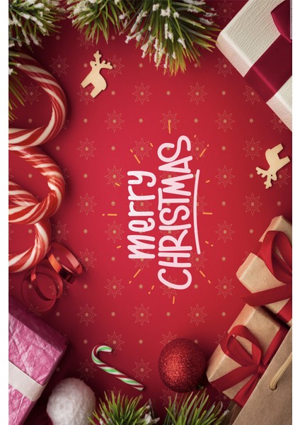 Yılbaşı Temalı Merry Christmas Dijital Baskılı Yıkanabilir Kırmızı Halı fiyatları