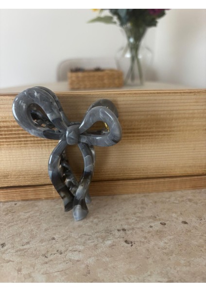 Mermer Desenli Kemik Fiyonk Saç Tokası