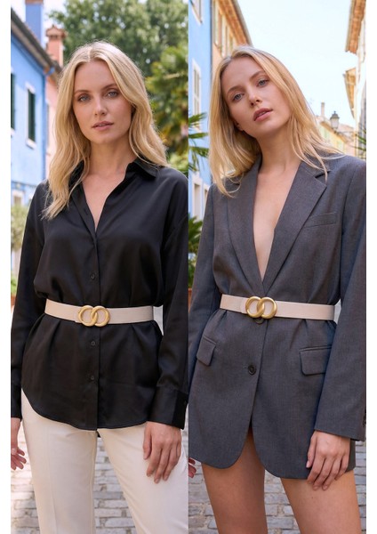 Sonsuz Gold Tokalı Ekru Kadın Kemer fiyatları