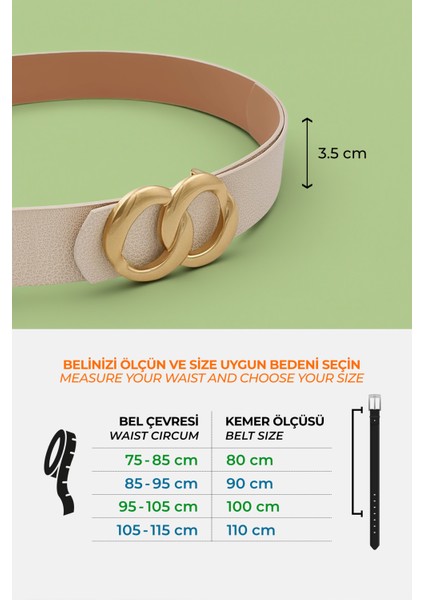 Sonsuz Gold Tokalı Ekru Kadın Kemer modelleri