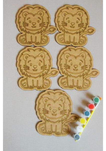 3'lü Hayvanlar Alemi Ahşap Boyama Seti - Çocuk Etkinlik Materyali - Okul Öncesi Zeka Geliştirici