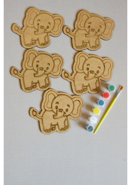 3'lü Hayvanlar Alemi Ahşap Boyama Seti - Çocuk Etkinlik Materyali - Okul Öncesi Zeka Geliştirici