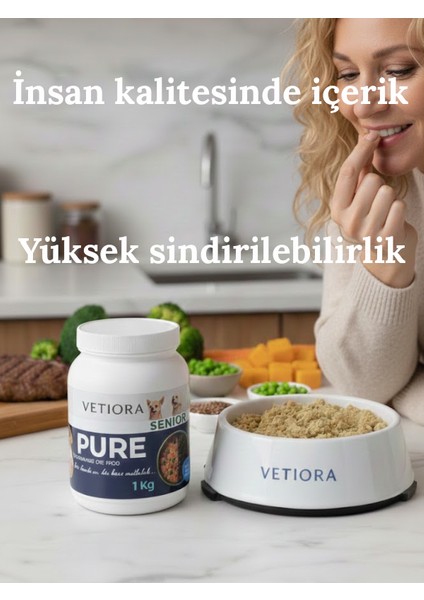 Yeni Nesil Küçük Irk Yaşlı Köpek Maması, İnsan Sınıfı Formunda, Et, Tahıl, Meyve, Sebze 1 kg