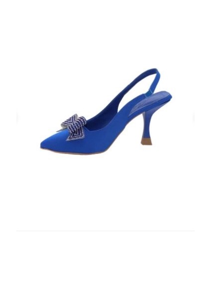K041 Mavi Fiyonklu 7 cm Klasik Topuk Kadın Ayakkabı fırsatları