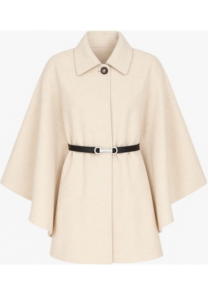 Kadın Bej Şık Kaşe Panço Kemerli Premium Model fiyatları