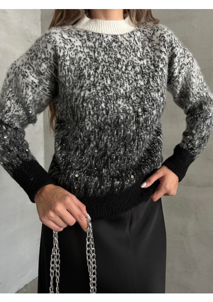 Kar Desen Taşlı Yumoş Kazak Antrasit