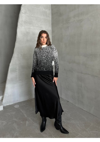 Kar Desen Taşlı Yumoş Kazak Antrasit