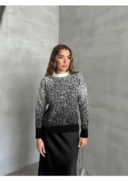 Kar Desen Taşlı Yumoş Kazak Antrasit