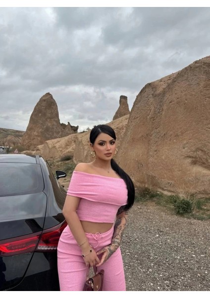 Madonna Yaka Bol Paça Pantolonlu Takım