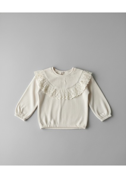 Kız Çocuk Dantel Detaylı Sweat Çiçek Nakışlı Kot Pantolon Takımı fiyatları