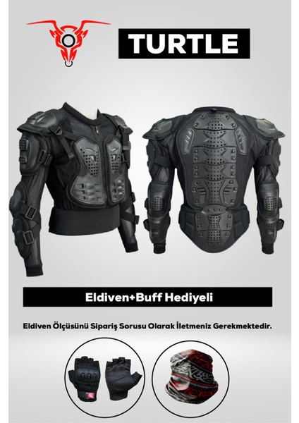 Crayzbull Turtle Body Armor – Tam Vücut Korumalı Motosiklet Body Armour + Eldiven ve Buff Hediyeli