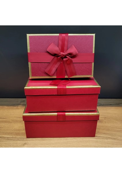 Tasarım 3'lü Kurdeleli Hediye Kutusu Seti