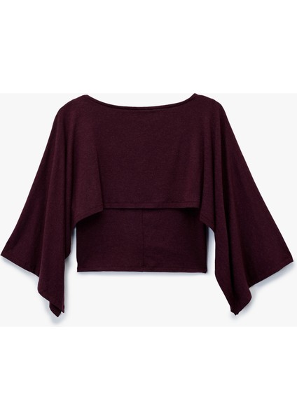 Slim Fit Yuvarlak Yaka Yarasa Kollu Panço Kazak fiyatları