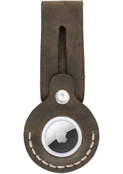 Apple Airtag Uyumlu Deri Anahtarlık Beta AA16 Kahve