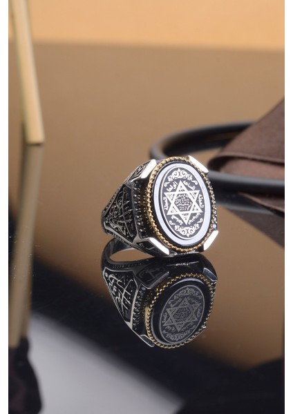 Mührü Süleyman Işlemeli 925 Ayar Desenli Erkek Yüzük modelleri