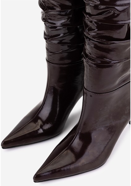 Kadın Hakiki Deri Kahverengi Topuklu Çizme 1074 560 Bn Czm SK25-26 Acı Kahve modelleri