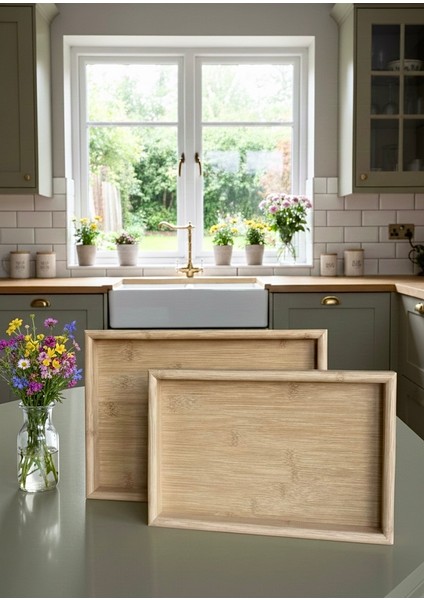 Bambu 2'li Dikdörtgen Tepsi / Sunum Tepsisi