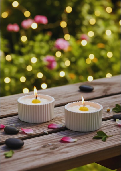 El Yapımı Papatya Dekorlu Kokulu Mum Seti – 2’li Özel Tasarım Daisy Collection fırsatları