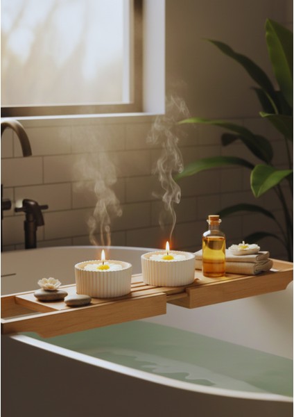 El Yapımı Papatya Dekorlu Kokulu Mum Seti – 2’li Özel Tasarım Daisy Collection