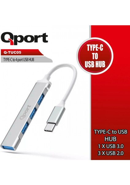 Qport 4 Port Type-C To USB Çoklayıcı (Q-TUC05)