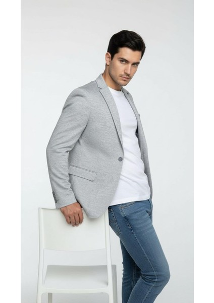 Erkek Karyağdı Desenli Slim Fit Blazer Ceket – Mavi & Gri – Şık Günlük ve Ofis Kombin indirimleri